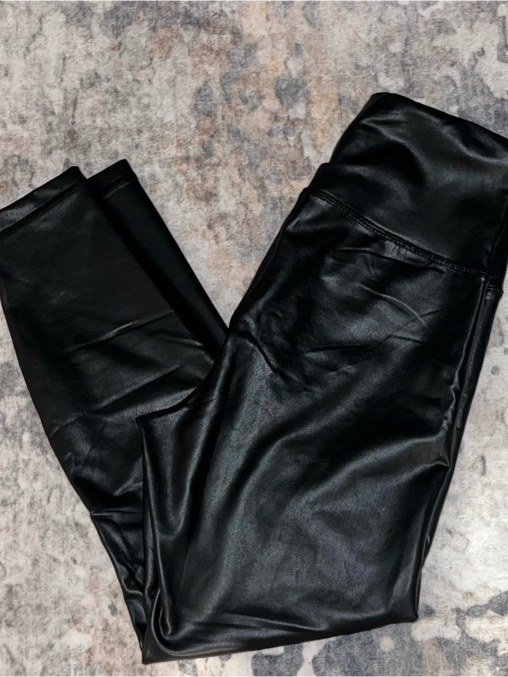 Reflex 90 Degree Faux Leather Black Leggings